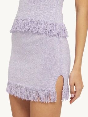 Lilac Fringe Knit Mini Skirt with Sequins